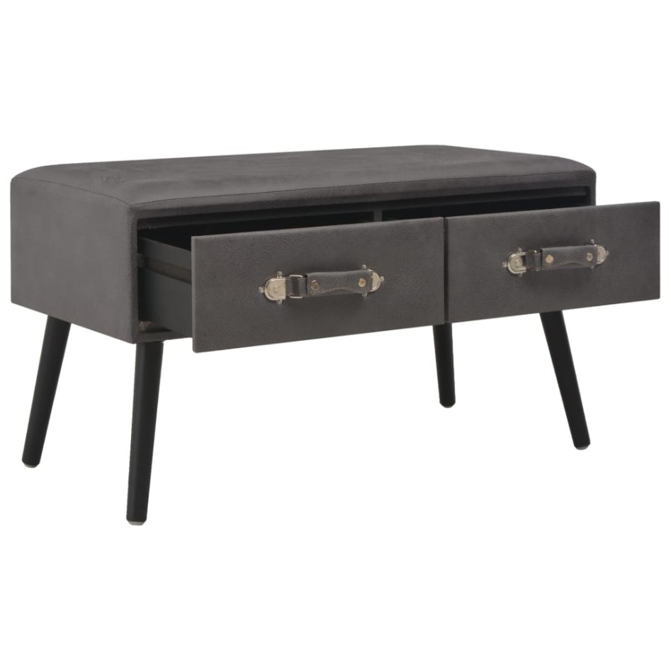 Mesa de centro de cuero sintético gris 80x40x46