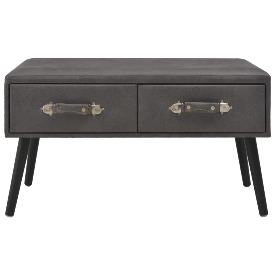 Mesa de centro de cuero sintético gris 80x40x46