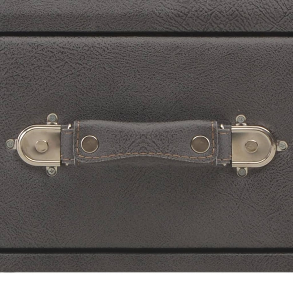 Mesa de centro de cuero sintético gris 80x40x46