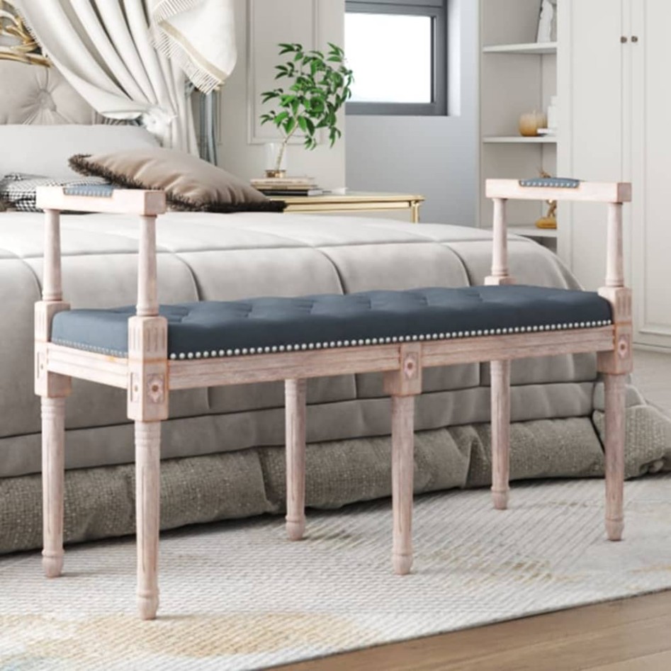 Banco de terciopelo gris oscuro 110x40x70