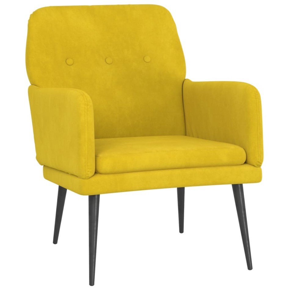 Sillón de terciopelo amarillo 62x79x79