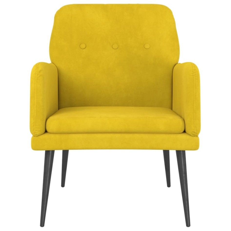 Sillón de terciopelo amarillo 62x79x79