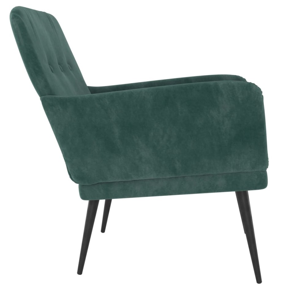 Sillón de terciopelo verde oscuro 62x79x79