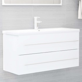 Armario para lavabo madera contrachapada blanco 100x38,5x48