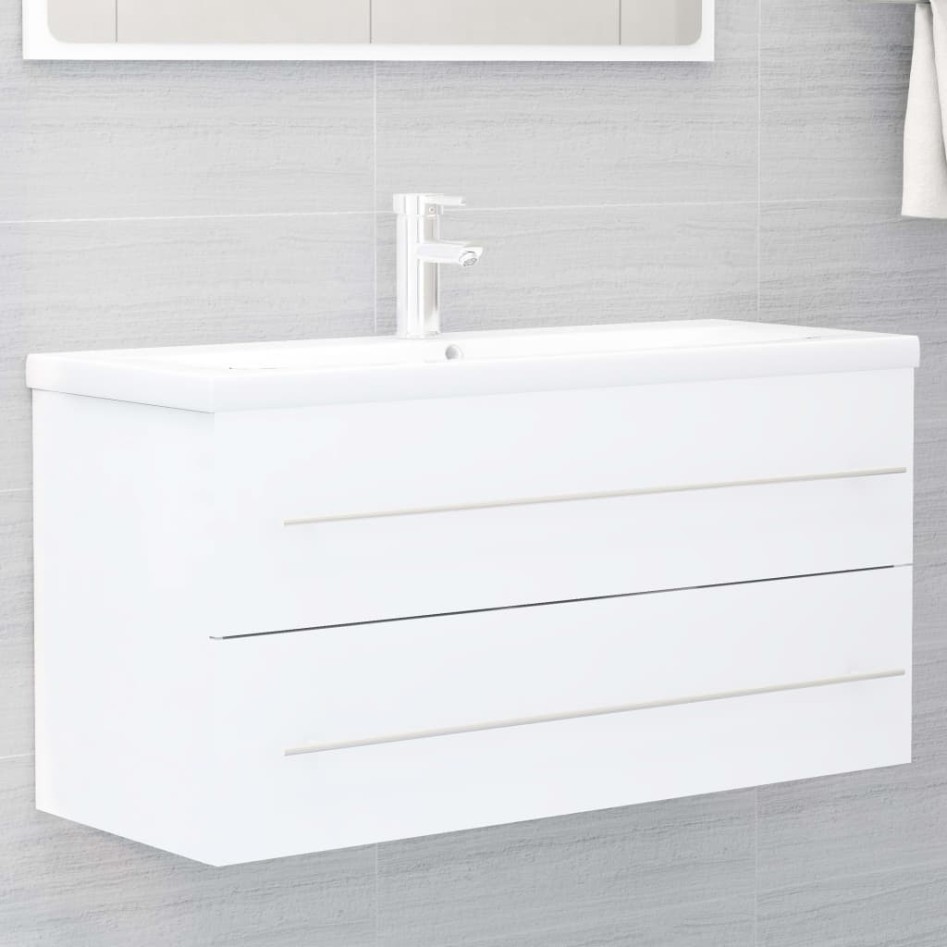Armario para lavabo madera contrachapada blanco 100x38,5x48