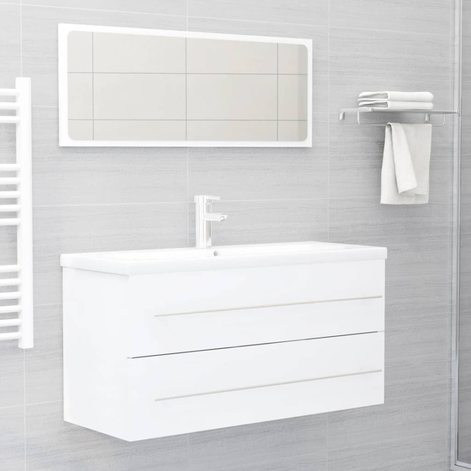 Armario para lavabo madera contrachapada blanco 100x38,5x48
