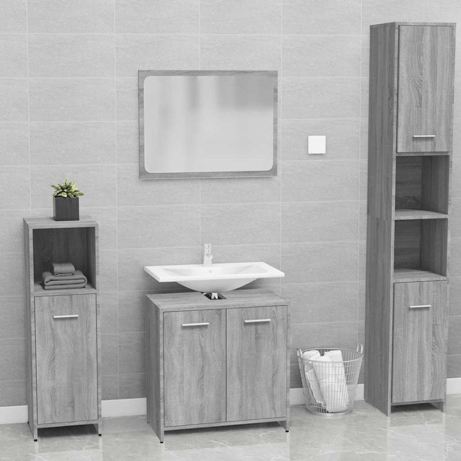 Set de muebles de baño madera contrachapada gris