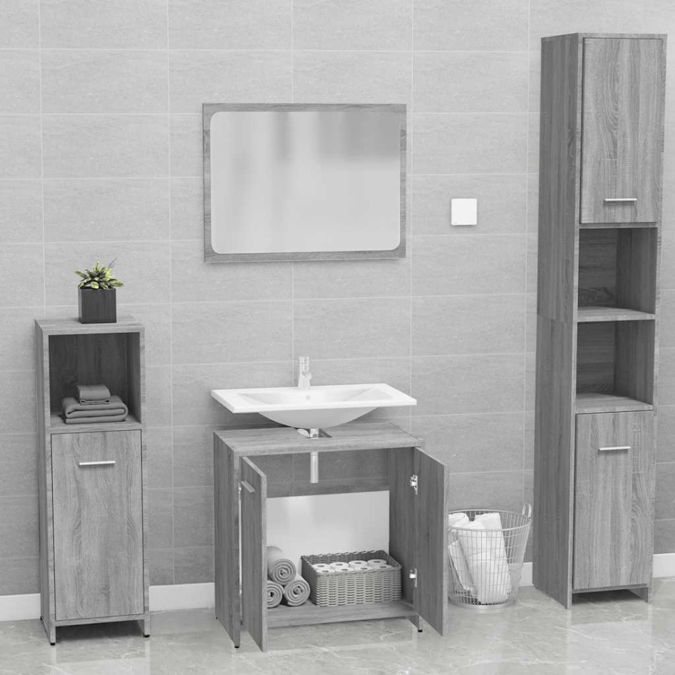 Set de muebles de baño madera contrachapada gris