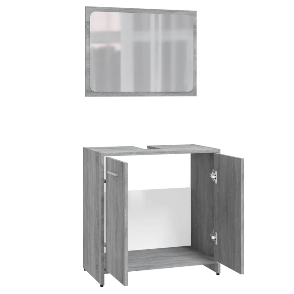 Set de muebles de baño madera contrachapada gris