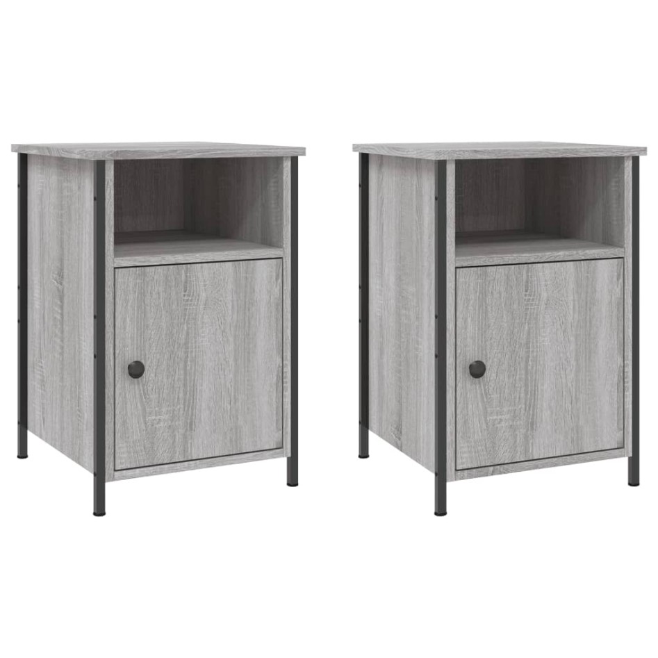 Mesitas de noche 2 uds madera contrachapada gris 40x42x60