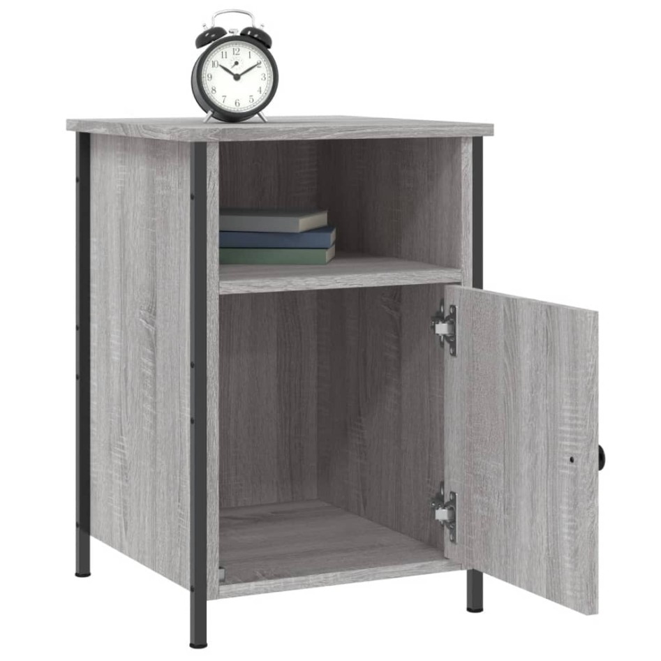 Mesitas de noche 2 uds madera contrachapada gris 40x42x60