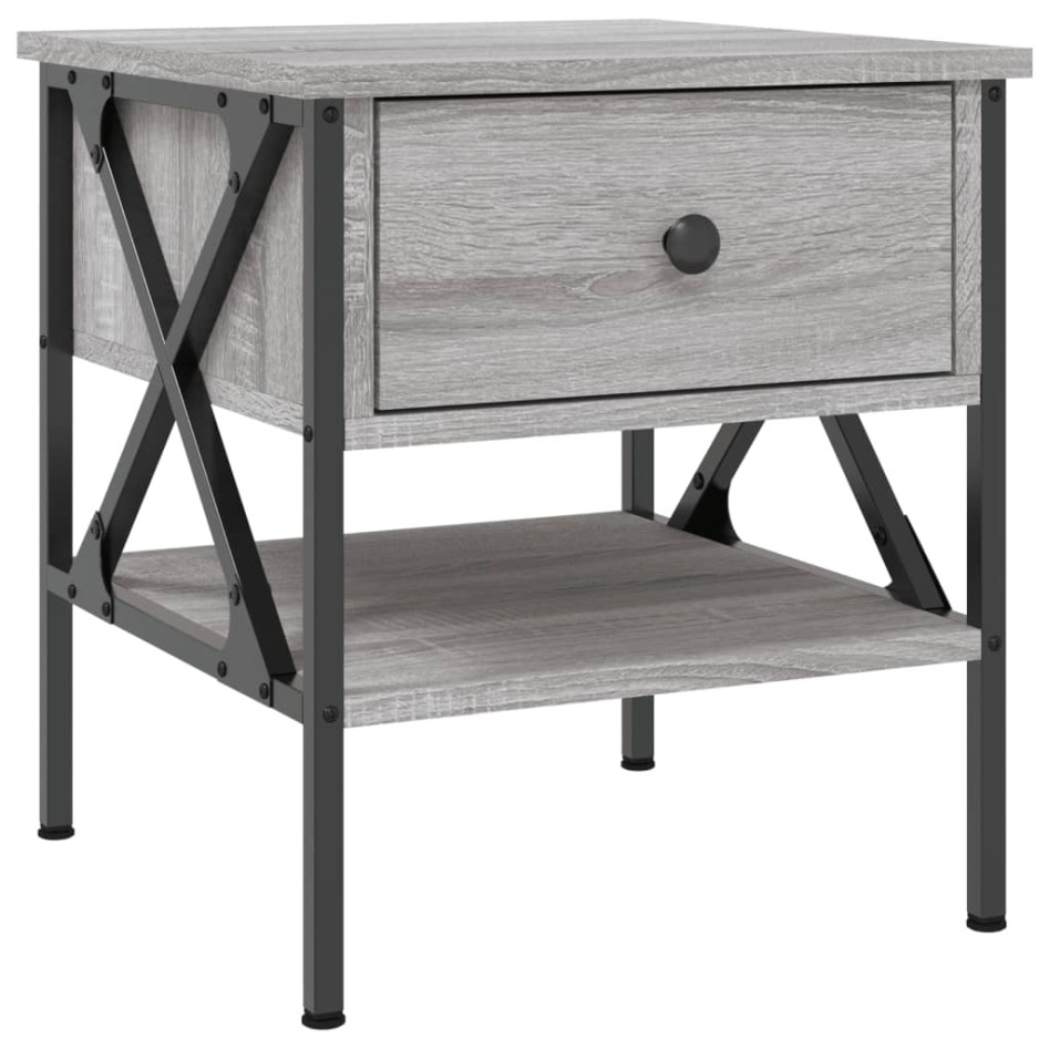 Mesita de noche 2 uds madera ingeniería gris Sonoma 40x42x45