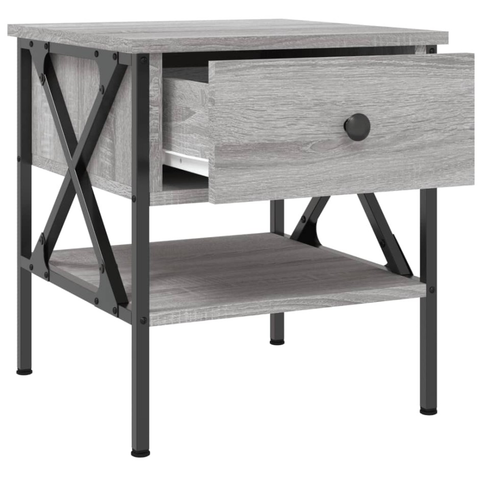 Mesita de noche 2 uds madera ingeniería gris Sonoma 40x42x45