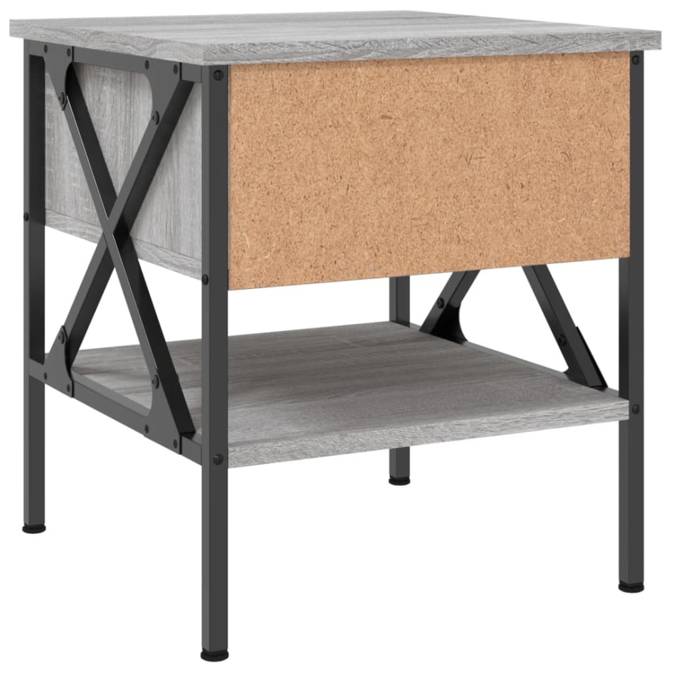 Mesita de noche 2 uds madera ingeniería gris Sonoma 40x42x45