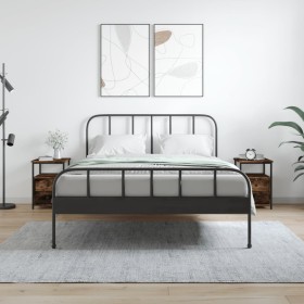 Mesita noche 2 uds madera ingeniería roble ahumado