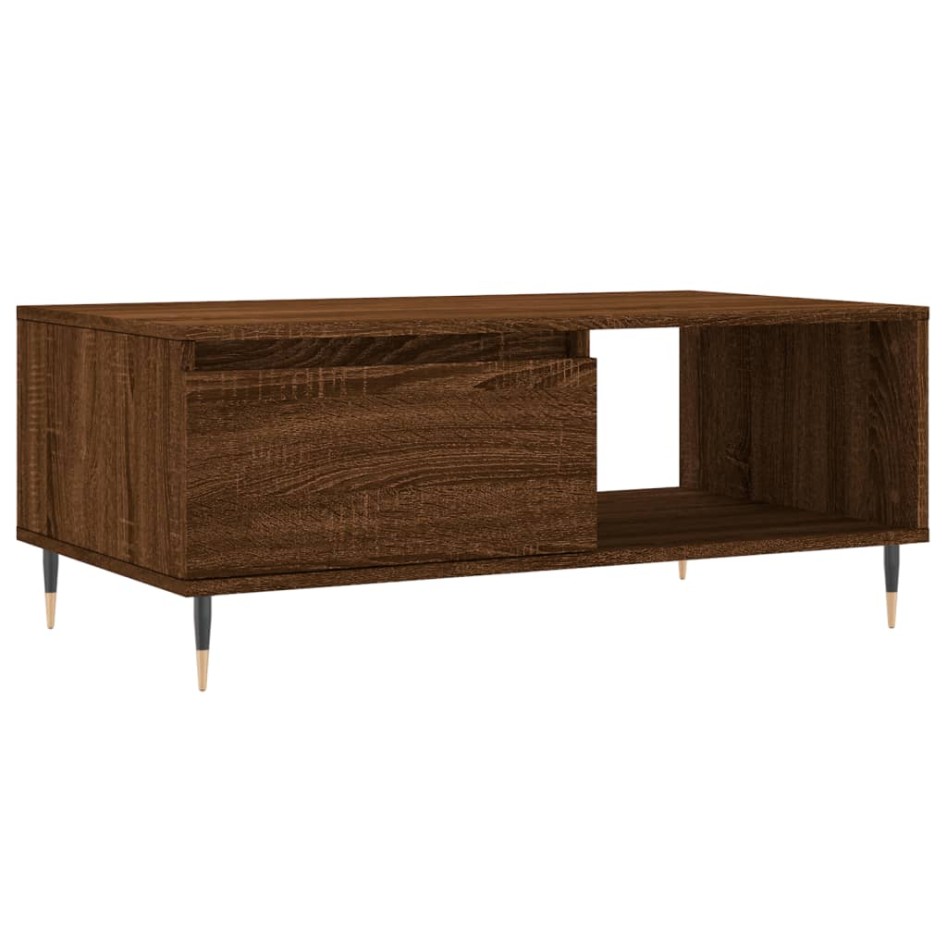 Mesa de centro madera contrachapada marrón roble 90x50x36,5