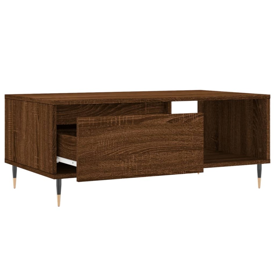 Mesa de centro madera contrachapada marrón roble 90x50x36,5