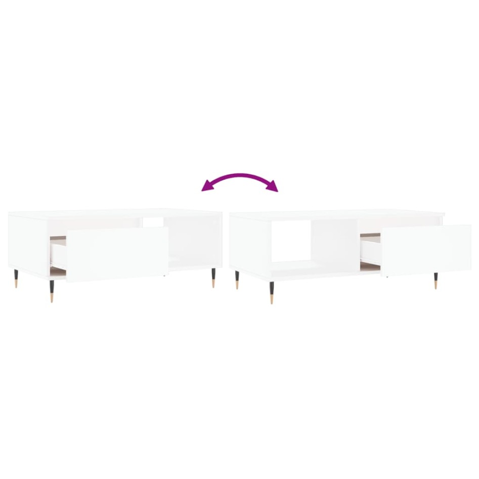 Mesa de centro madera contrachapada blanco 90x50x36,5