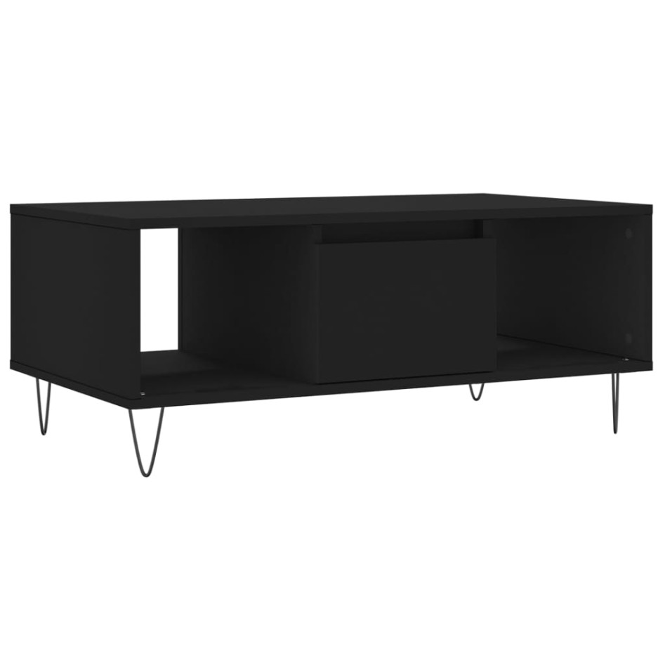 Mesa de centro madera contrachapada negro 90x50x36,5