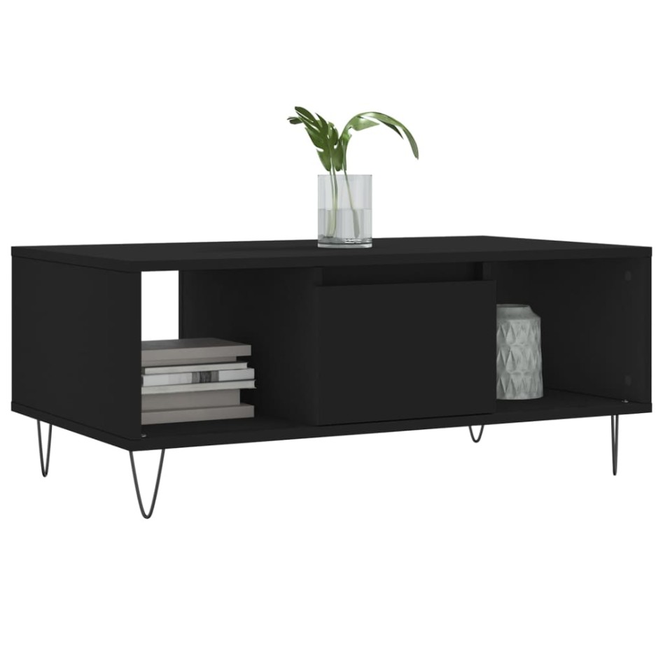 Mesa de centro madera contrachapada negro 90x50x36,5