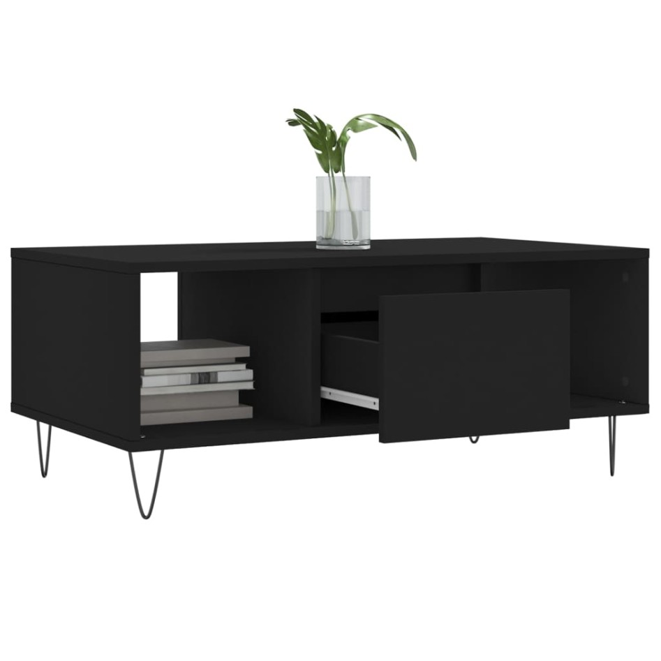 Mesa de centro madera contrachapada negro 90x50x36,5
