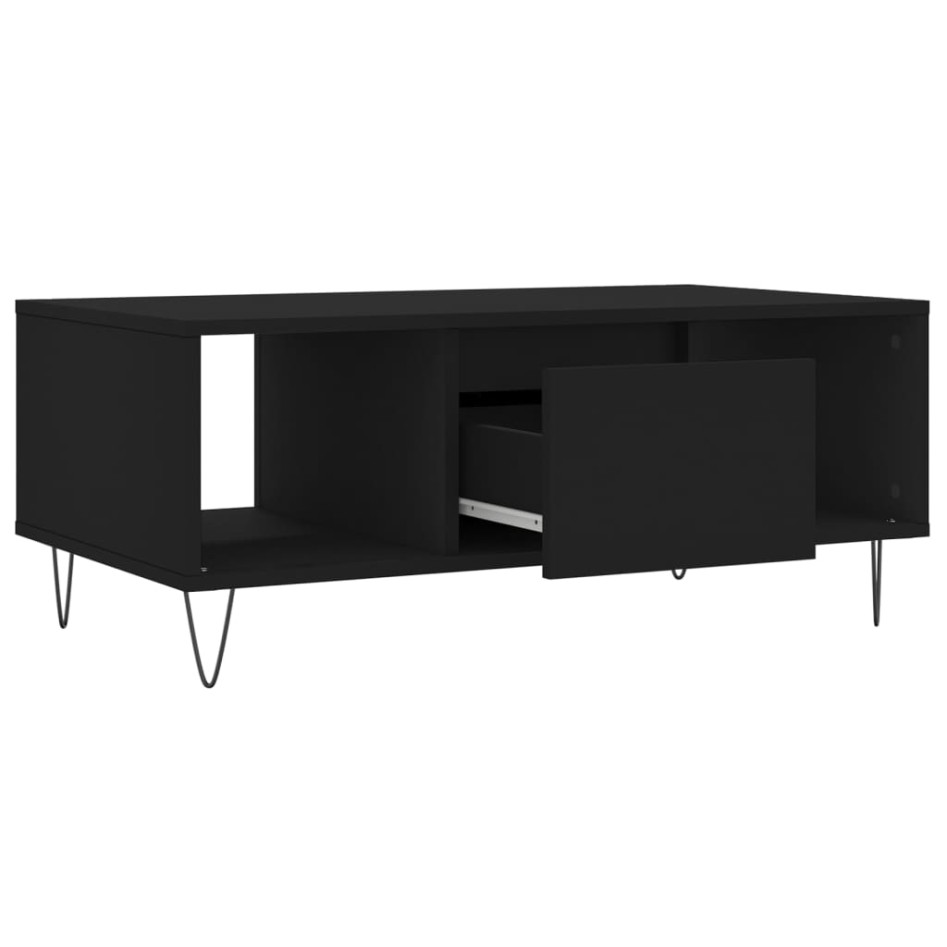 Mesa de centro madera contrachapada negro 90x50x36,5