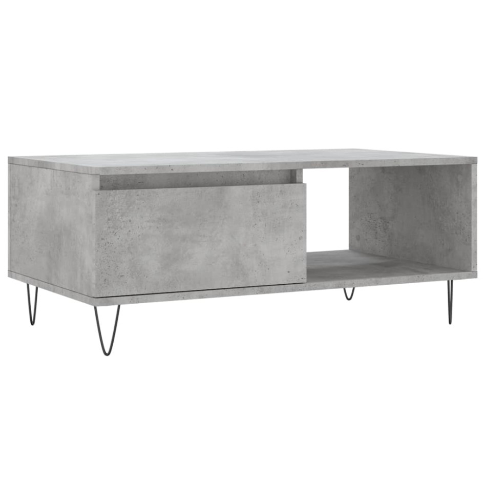 Mesa de centro madera contrachapada gris hormigón 90x50x36,5