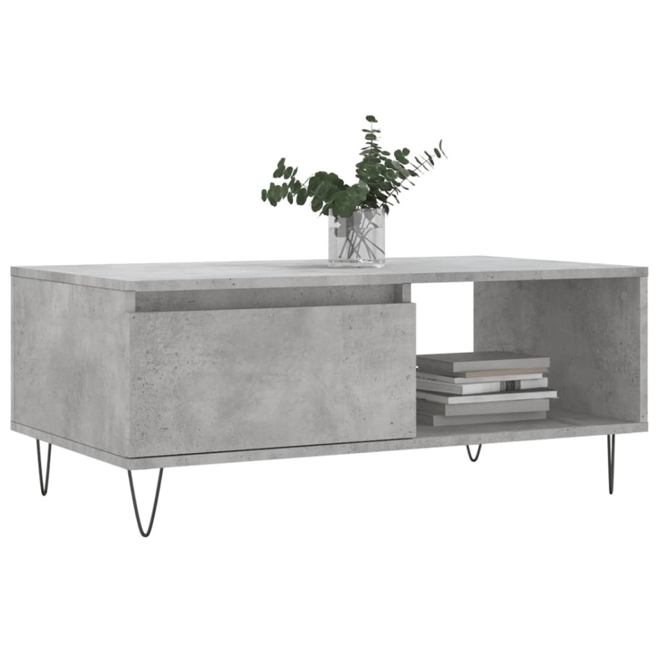 Mesa de centro madera contrachapada gris hormigón 90x50x36,5