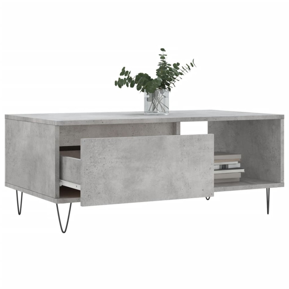 Mesa de centro madera contrachapada gris hormigón 90x50x36,5