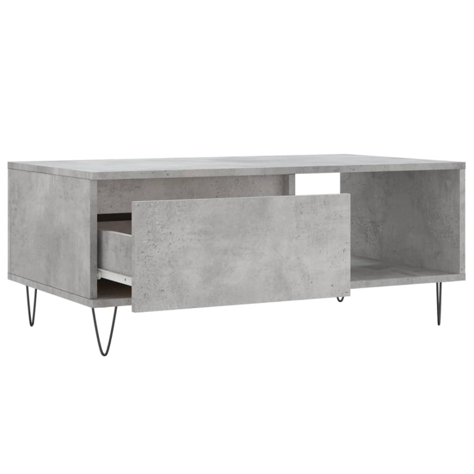Mesa de centro madera contrachapada gris hormigón 90x50x36,5