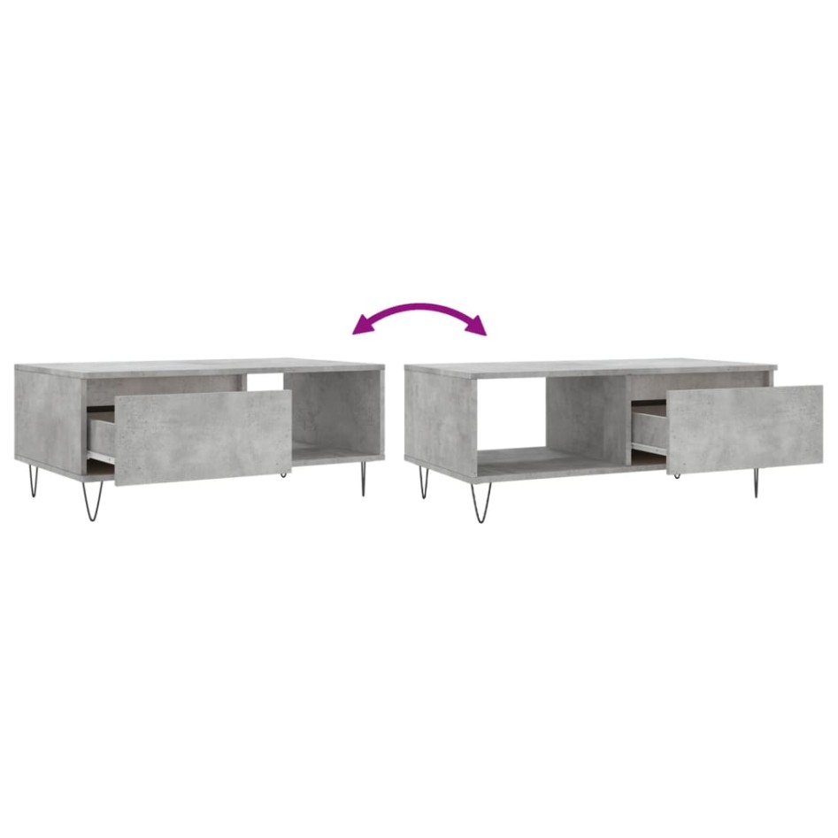 Mesa de centro madera contrachapada gris hormigón 90x50x36,5