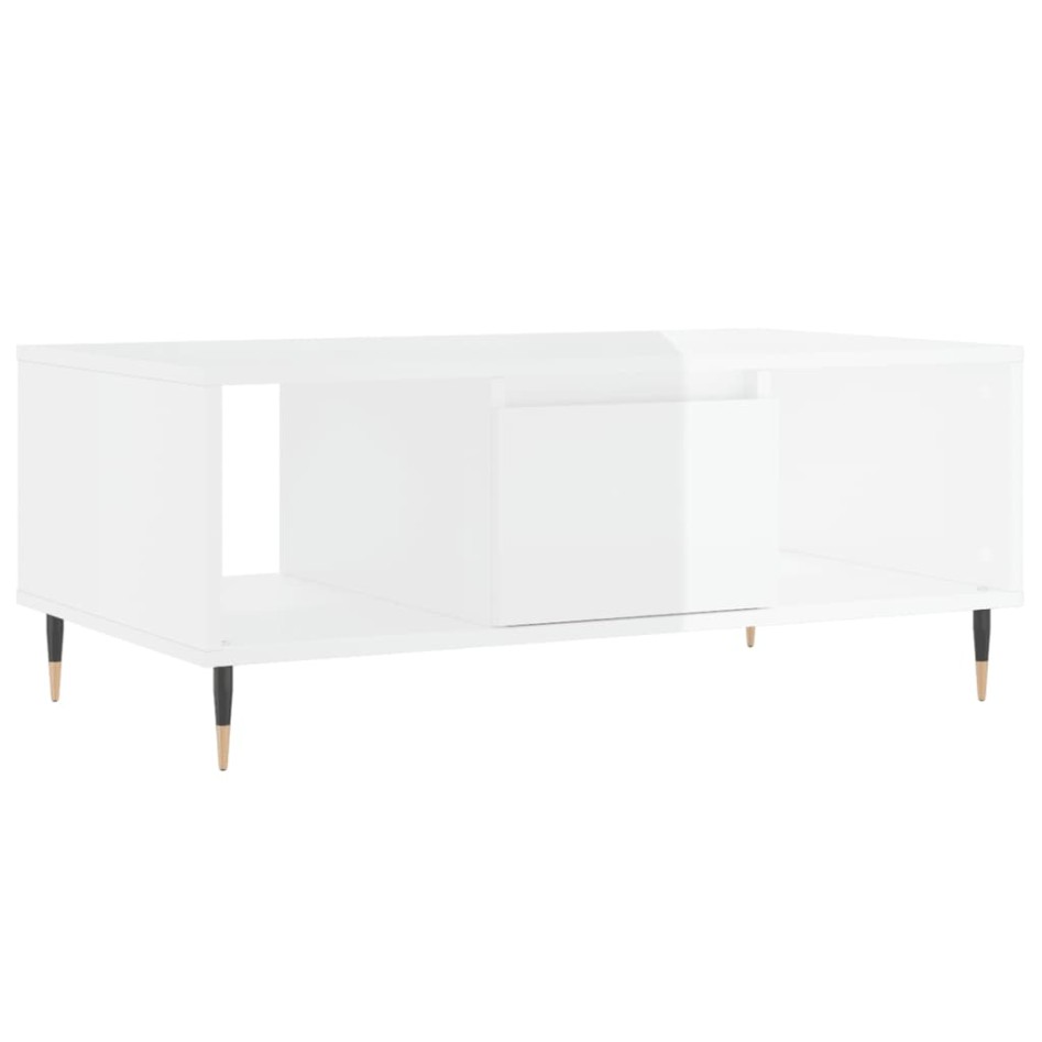 Mesa de centro madera contrachapada blanco brillo 90x50x36,5