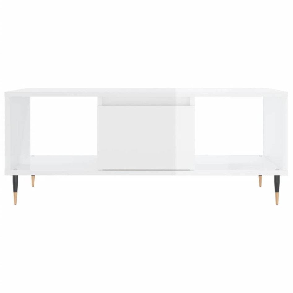 Mesa de centro madera contrachapada blanco brillo 90x50x36,5