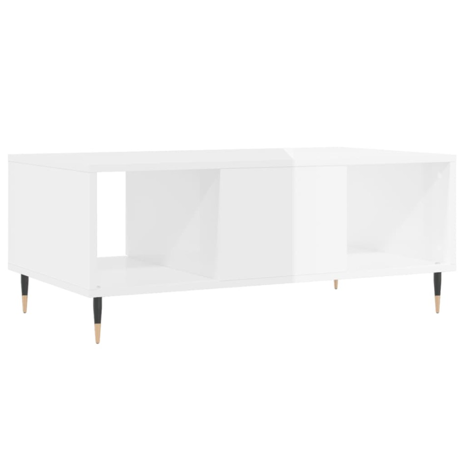 Mesa de centro madera contrachapada blanco brillo 90x50x36,5