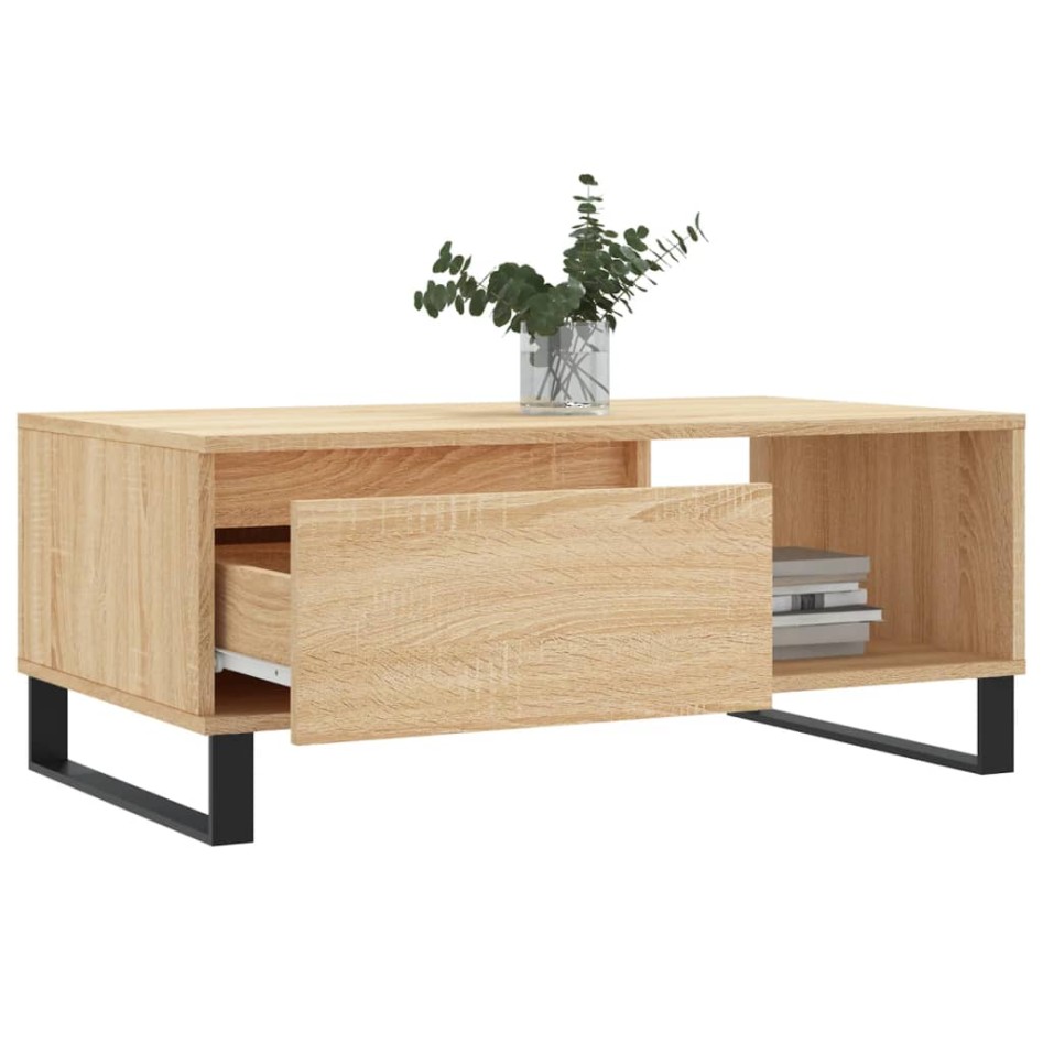 Mesa de centro madera contrachapada roble Sonoma 90x50x36,5