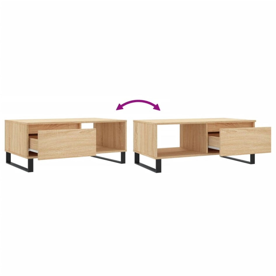 Mesa de centro madera contrachapada roble Sonoma 90x50x36,5