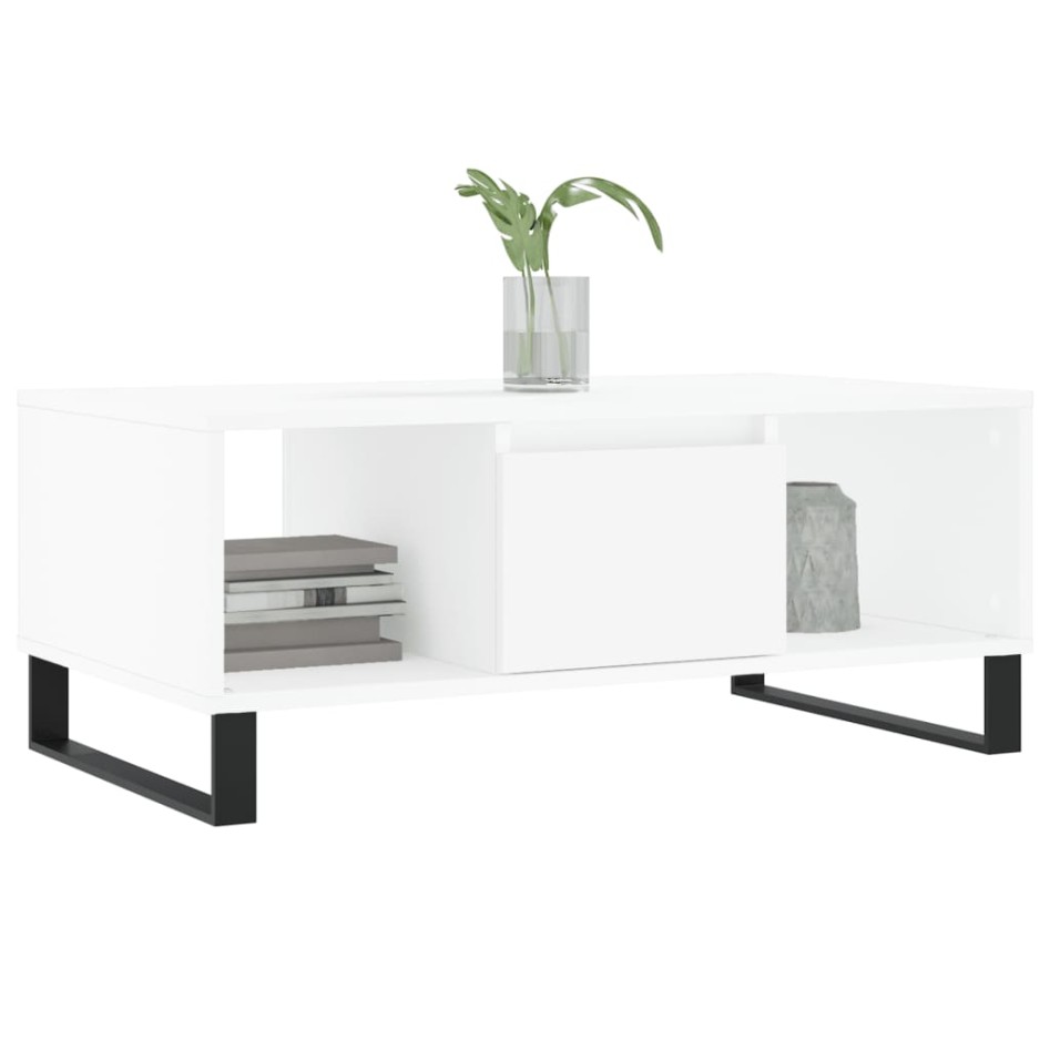 Mesa de centro madera contrachapada blanco 90x50x36,5