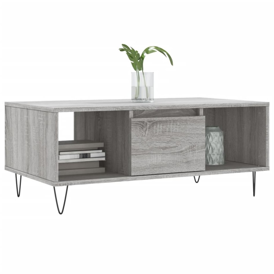 Mesa de centro madera contrachapada gris Sonoma 90x50x36,5