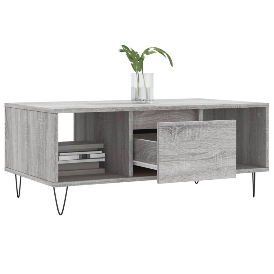 Mesa de centro madera contrachapada gris Sonoma 90x50x36,5