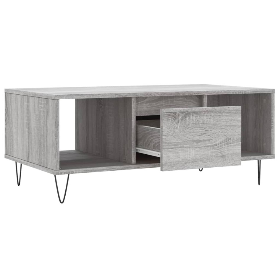 Mesa de centro madera contrachapada gris Sonoma 90x50x36,5