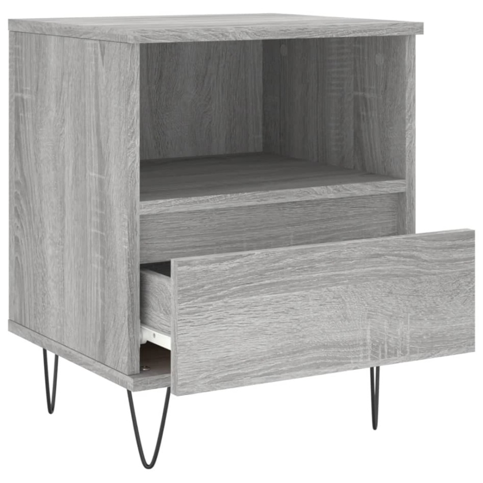 Mesita de noche 2 uds madera ingeniería gris Sonoma 40x35x50
