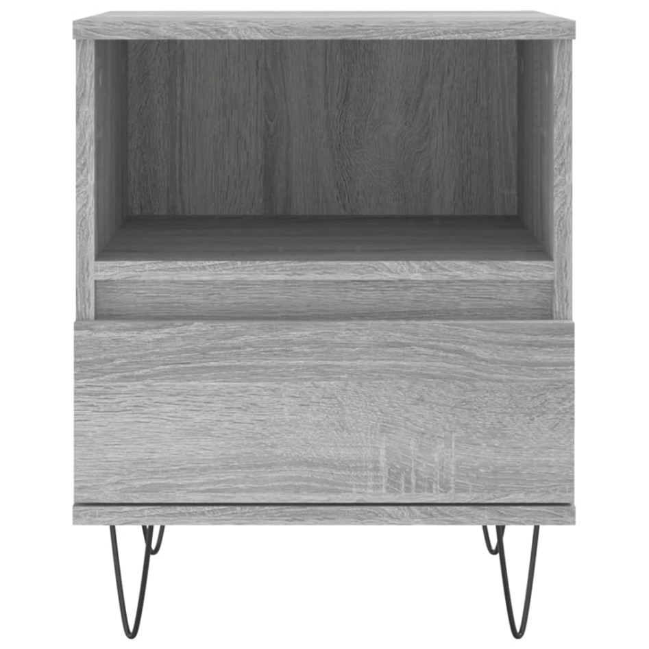 Mesita de noche 2 uds madera ingeniería gris Sonoma 40x35x50
