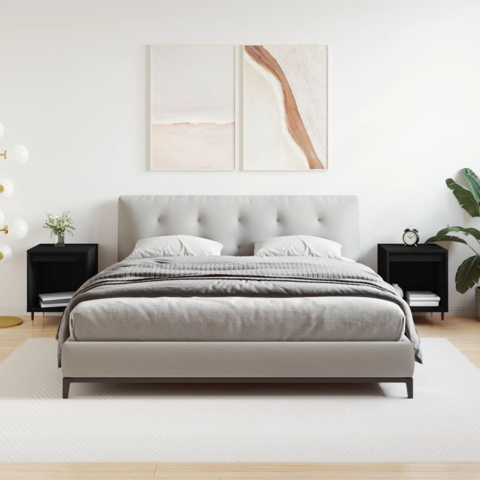 Mesitas de noche 2 uds madera de ingeniería negro 40x35x50