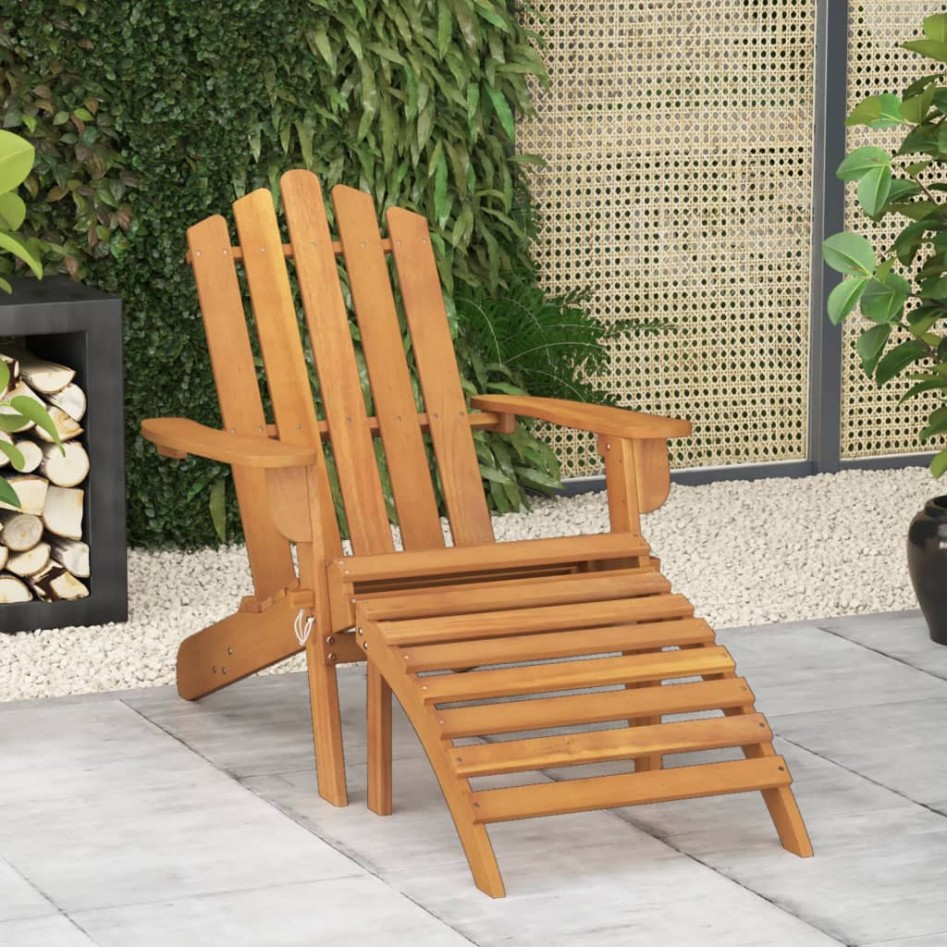 Silla de jardín Adirondack con reposapiés madera acacia