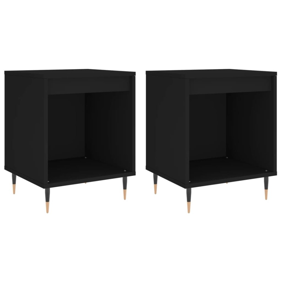 Mesitas de noche 2 uds madera de ingeniería negro 40x35x50