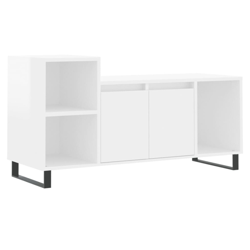 Mueble de TV madera contrachapada blanco brillo 100x35x55