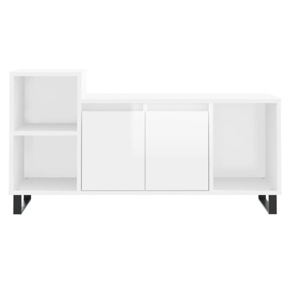Mueble de TV madera contrachapada blanco brillo 100x35x55