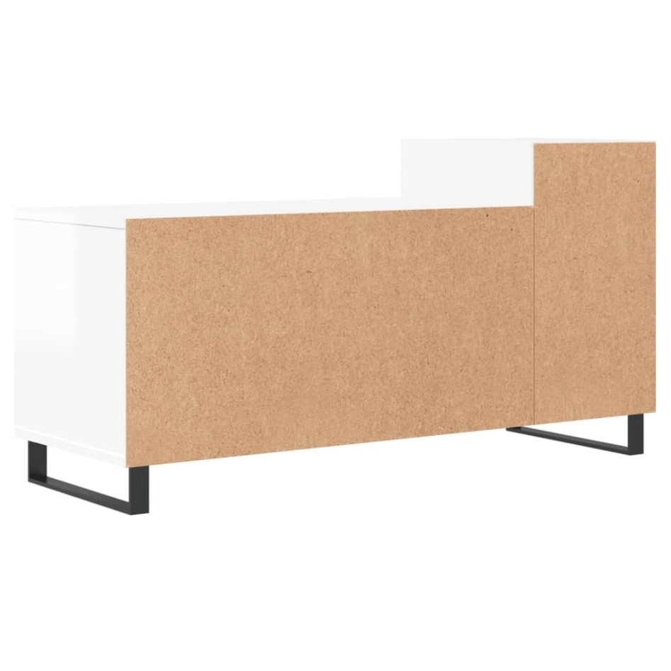 Mueble de TV madera contrachapada blanco brillo 100x35x55