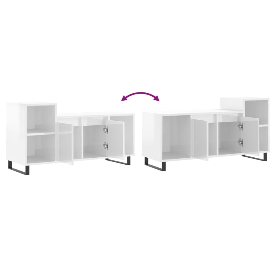 Mueble de TV madera contrachapada blanco brillo 100x35x55