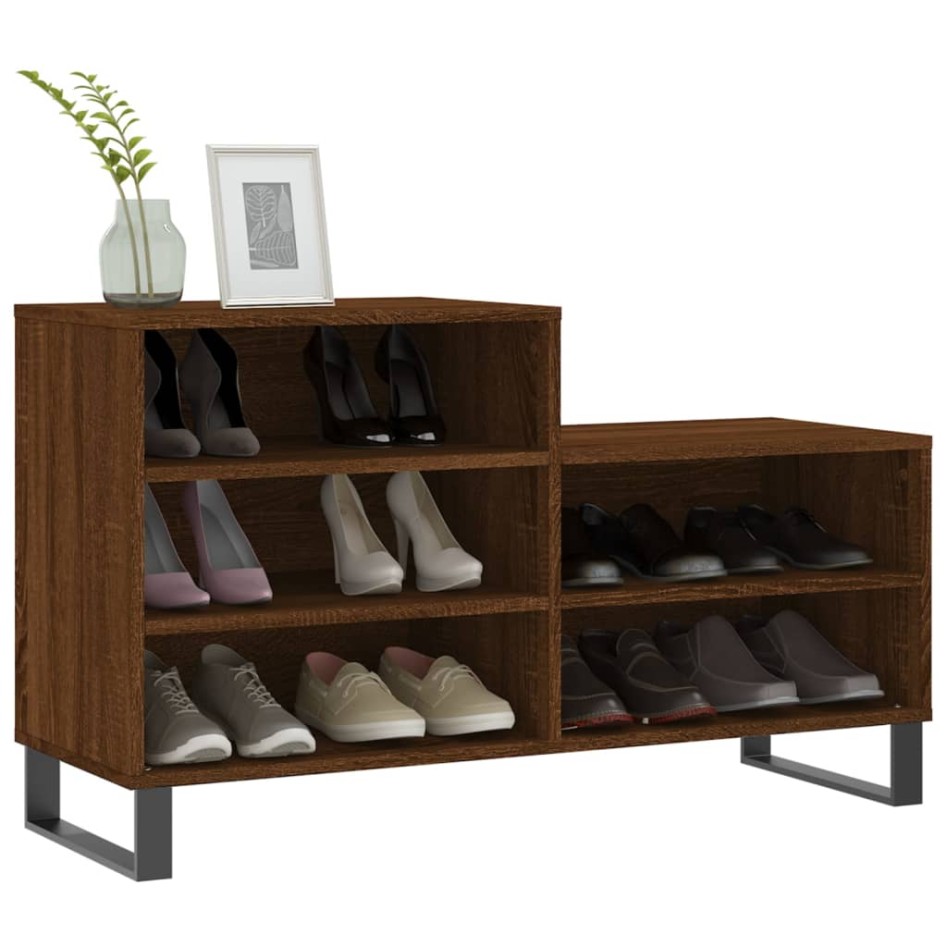 Mueble zapatero madera contrachapada roble marrón 102x36x60
